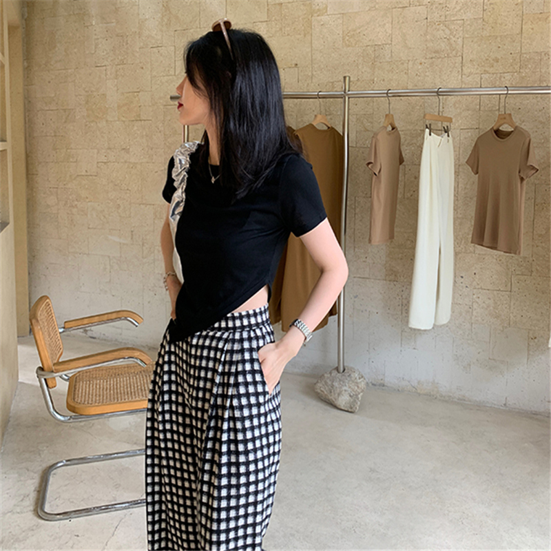 SUXI Áo croptop màu trơn kiểu dáng thời trang độc đáo cho nữ