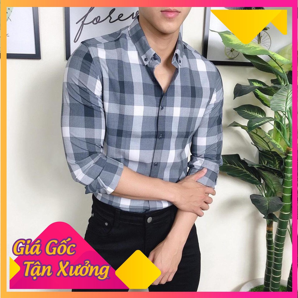 _Giả Giá_ Áo Sơ Mi Nam SARAHAN Vải KATE Mỹ Phối Viền HỌA TIẾT CARO, Chất Vải Không Nhăn, Không Phai Màu _Sarahan Shop