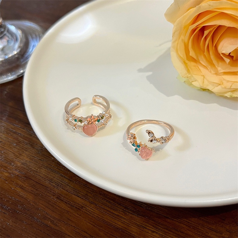 Nhẫn Hở Hai Lớp Hình Hoa Hồng Đính Đá Zircon Dễ Điều Chỉnh