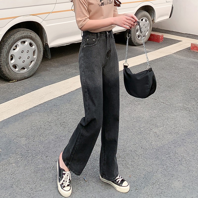 Quần Jeans Lưng Cao Dáng Rộng Thời Trang Cá Tính Dành Cho Nữ