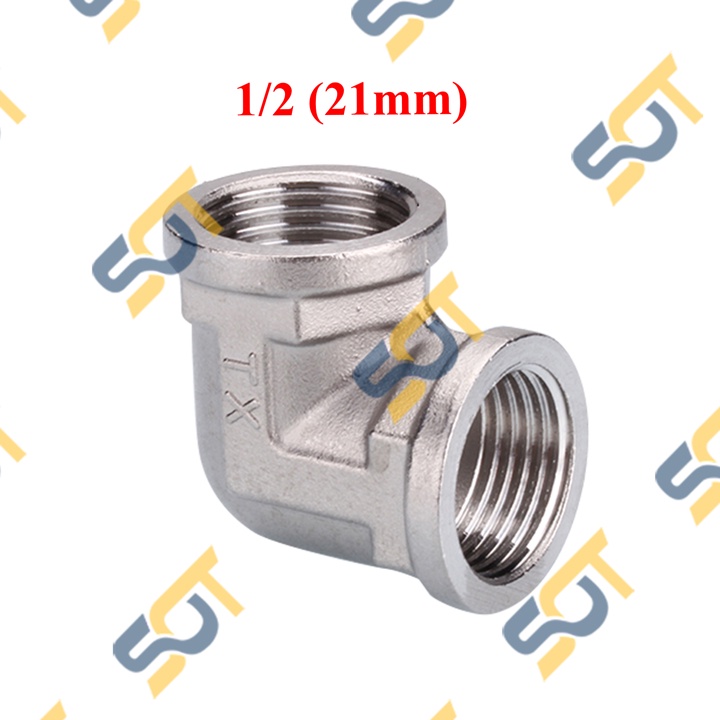Co Ren Trong 1/2 21 Dn15 & 3/4 27 Dn20 Cong Nối Ren Hai Đầu Ren Cái Dân Dụng Bsp Hệ G Cút Cong 90 Độ - Bằng Inox