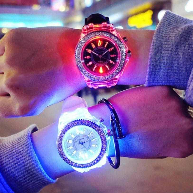 Đồng hồ thời trang nam nữ Mstianq LED 7 phát sáng màu cực đẹp