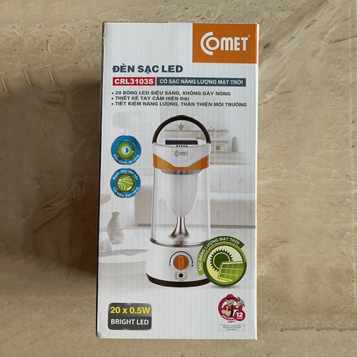 ĐÈN SẠC BÓNG LED ĐA NĂNG, SẠC ĐIỆN VÀ NĂNG LƯỢNG MẶT TRỜI COMET CRL3103S