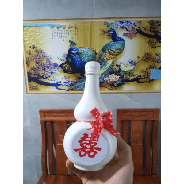 Set 30 chai hồ lô 860ml trắng sứ in sẵn hỉ