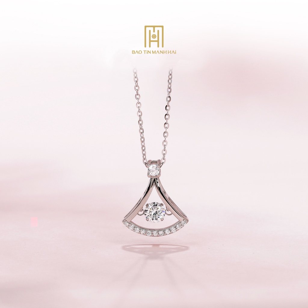Dây chuyền bạc xi cao cấp hình cách hoa gắn đá tâm viền phong cách HQ trẻ trung DB10 Bảo Tín Mạnh Hải