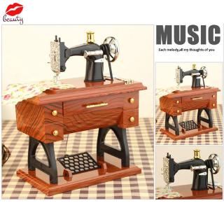 Hộp nhạc lên dây cót bằng gỗ phong cách vintage