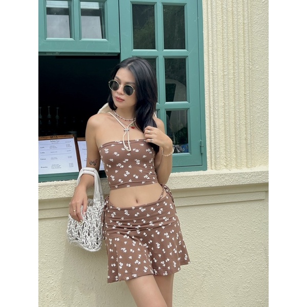 Beachclub-Set áo váy thun hoa