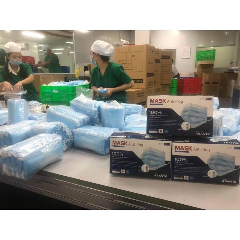 [Mã LIFEXANH03 giảm 10% đơn 500K] Khẩu trang y tế kháng khuẩn 4 lớp ASANTE hộp 50 chiếc