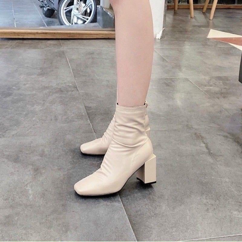 (Rẻ Vô Địch) Boots nhăn cao gót 7 phân