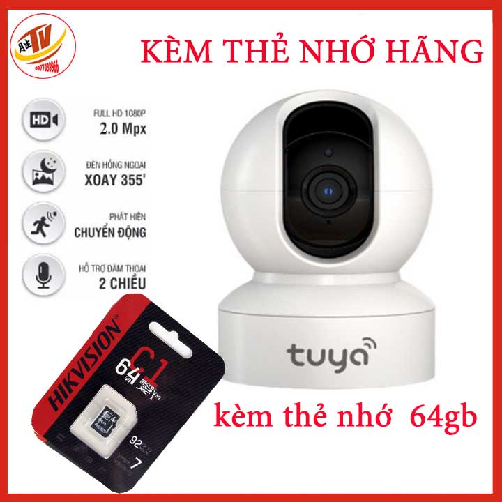 Camera wifi thông minh Tuya Smart U2M 2.0 Mpx Full HD siêu nét xoay 360 độ,đàm thoại 2 chiều