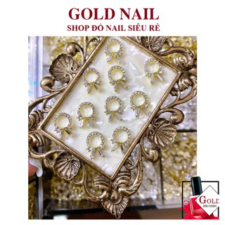 Charm nail cao cấp (mã 46) charm nơ tròn, charm đá quốc dân đính móng siêu hot