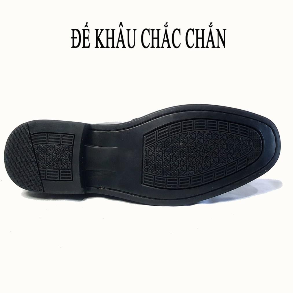 Giày da bò tăng chiều cao nam 6cm Giày tây nam da bò thật mũi bo tròn dành cho người trung niên cao niên O-9 màu đen 💝