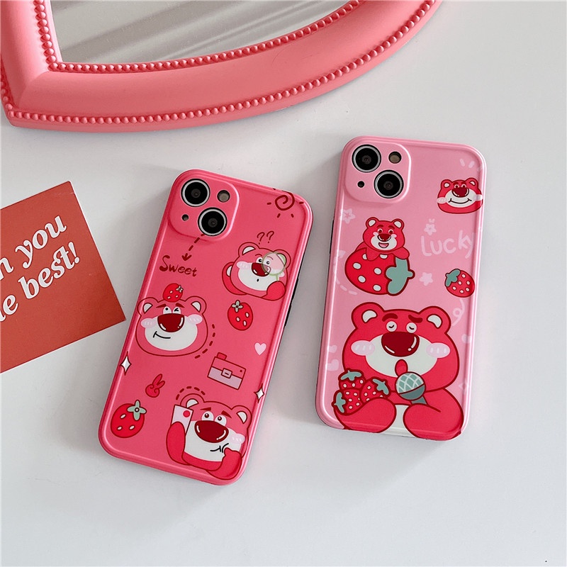Ốp Điện Thoại IMD Mềm Họa Tiết Gấu Dâu Hoạt Hình Dễ Thương Cho IPhone14 Plus Pro Max 13 12 11 MAX X/XS XR XSMAX 7P/8P