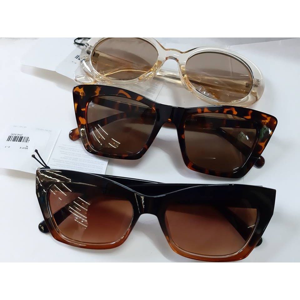 KÍNH MÁT NỮ TRÒNG NÂU PHÔI GỌN TRẮNG PLASTIC OVAL SUNGLASSES FOREVER21 từ mỹ