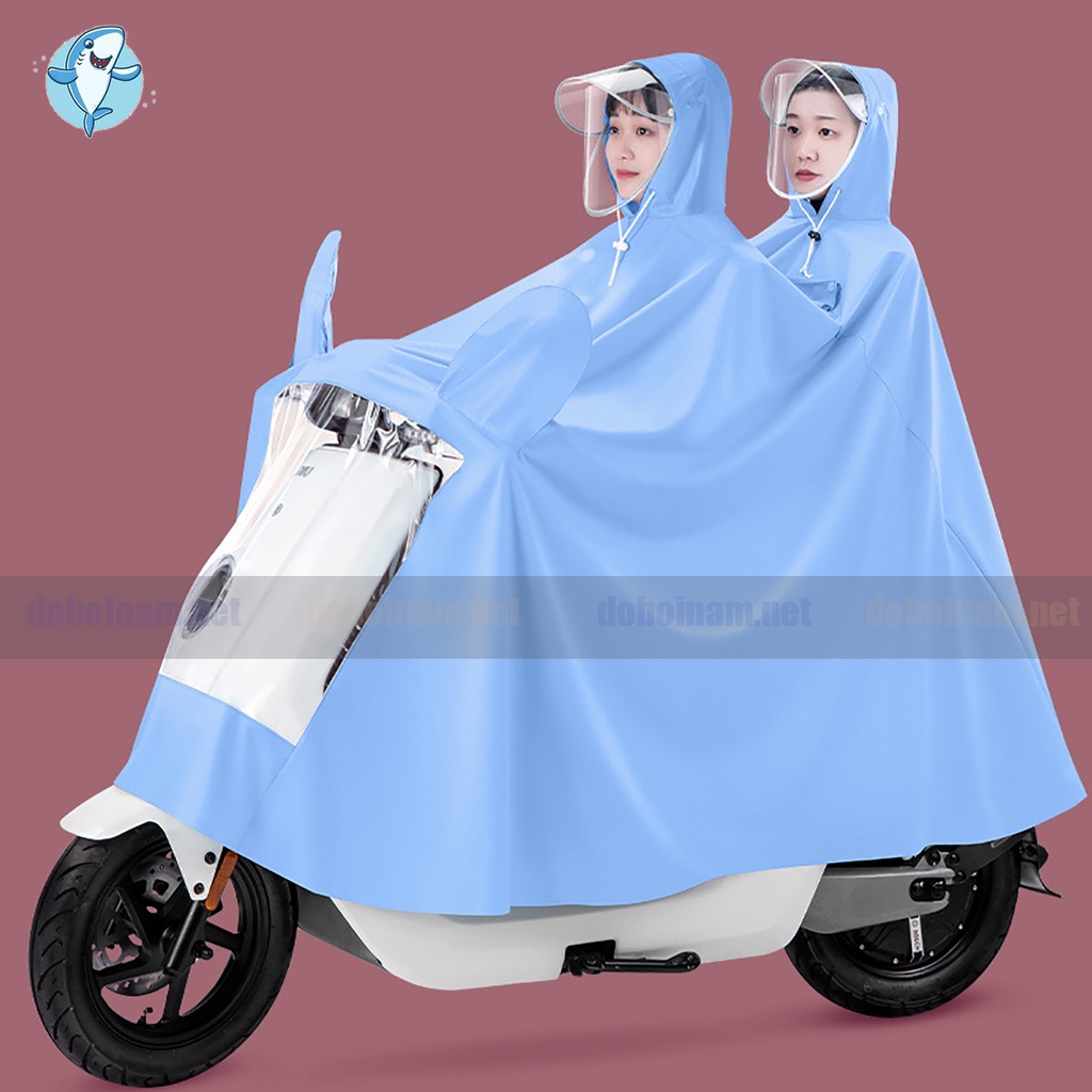 Áo mưa trùm đơn/đôi cao cấp dùng cho xe máy, kính chống mưa hắt dài đến gót chân