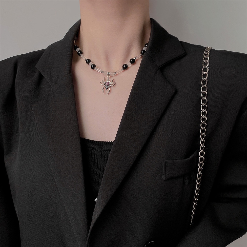 1 Vòng Cổ Chocker Mặt Nhện Đính Đá Cho Nam