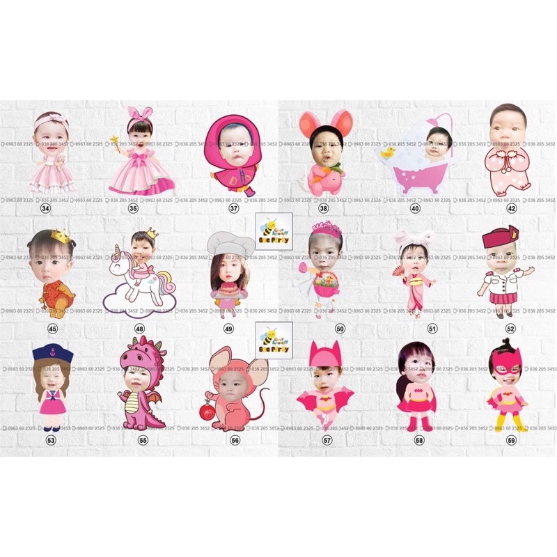 Chibi sinh nhật cho bé gái, thiết kế hình Chibi trang trí tiệc sinh nhật