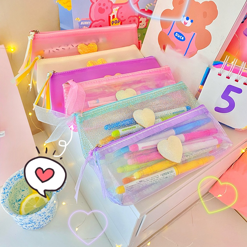 Túi Lưới Đựng Bút Nhiều Màu Sắc Dành Cho Học Sinh