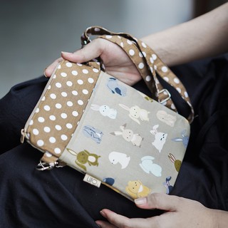 Túi Đựng điện thoại, phụ kiện, mỹ phẩm, vải Canvas Họa Tiết Thỏ Dễ Thương NemoHandmade - TDCTCB