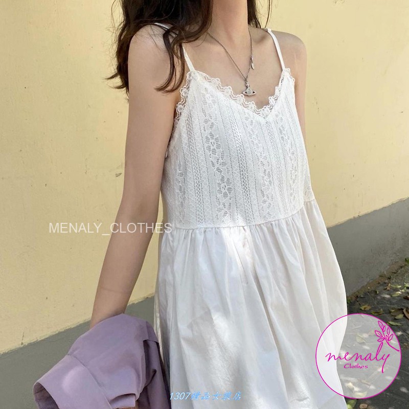Váy 2 dây trắng dáng dài VH034, mẫu váy 2 dây trắng maxi dáng qua gối phối ren thích hợp đi biển, đi chơi nhẹ nhàng sexy