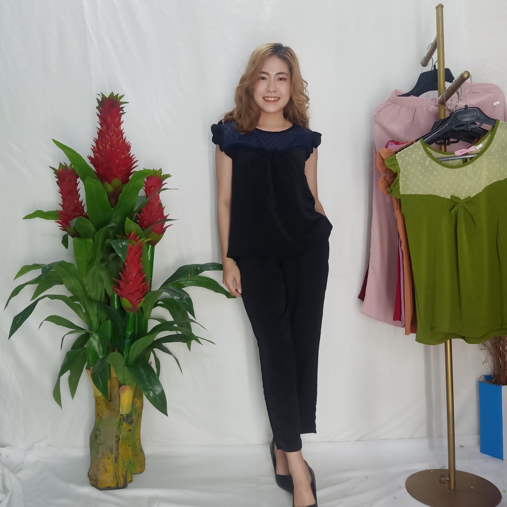 Đồ bộ mặc nhà bộ quần áo phụ nữ trẻ trung chất Gảy Thái cao cấp