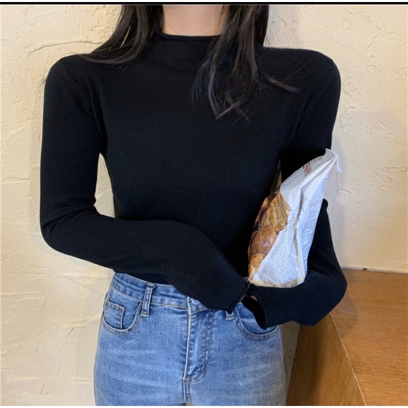 Áo len nữ cổ lọ, Áo Len Tăm Cổ 3 phân form rộng giữ nhiệt chất mềm mịn cực xinh MSP436 | BigBuy360 - bigbuy360.vn