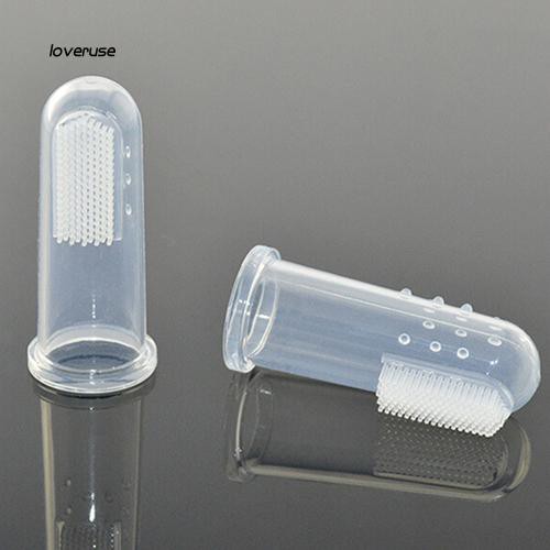 Bàn chải đánh răng gắn đầu ngón tay bằng silicone mềm làm sạch răng cho bé