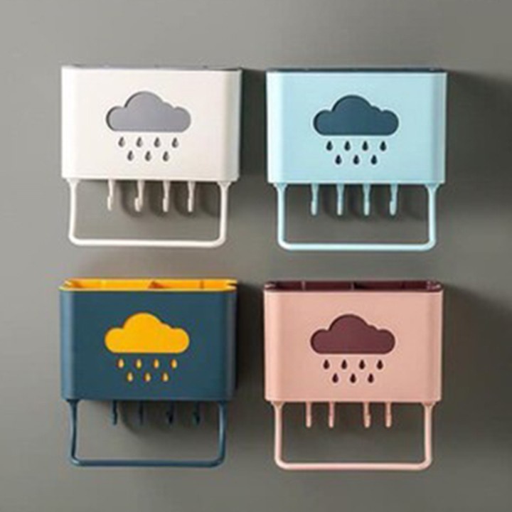 GIỎ MÂY, GIỎ ĐỰNG ĐŨA ĐA NĂNG CÓ MÓC TREO, CHẤT LIỆU NHỰA ABS CỨNG - SIÊU BỀN, KÍCH THƯỚC 19x10x19cm