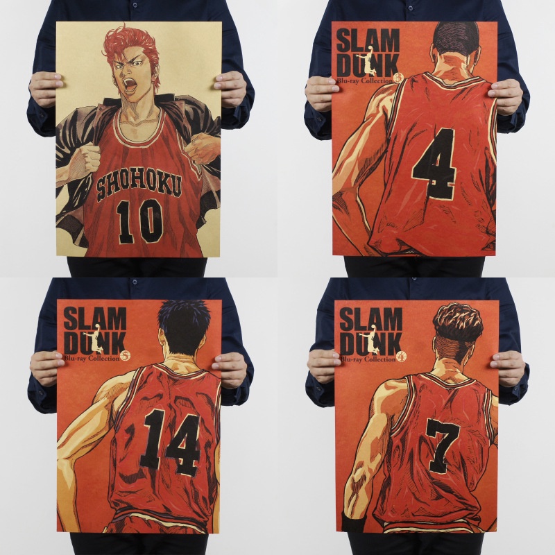 Poster Bóng Rổ SLAM DUNK Phong Cách Vintage Cổ Điển Kích Cỡ 52 x 36 cm Giấy Kraft Cao Cấp