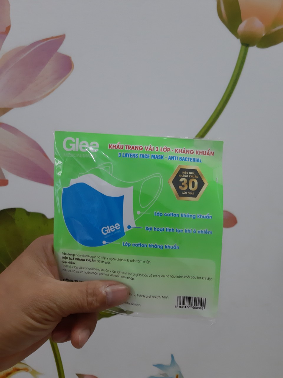 [CAO CẤP] KHẨU TRANG VẢI 3 LỚP -KHÁNG KHUẨN GLEE - CHÍNH HÃNG CÔNG TY DƯỢC PHẨM FAMITA