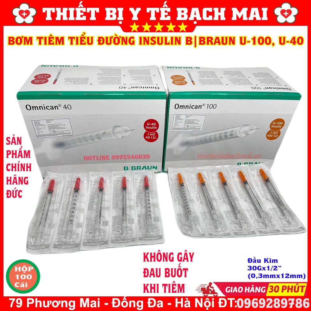 Bơm (kim) Tiêm Tiểu Đường Insulin - Bơm Tiêm Thẩm Mỹ Omnican BBraun 1ml U40, U100 -  Sản Xuất Đức