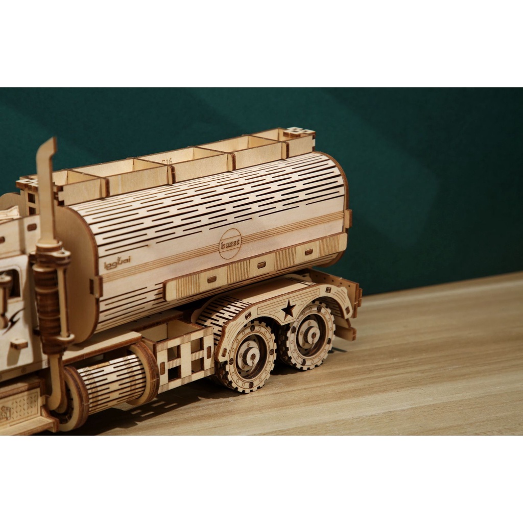 Đồ chơi gỗ lắp ráp 3D Birkeetoys mô hình xe chở nhiên liệu fuel tank car cắt laser