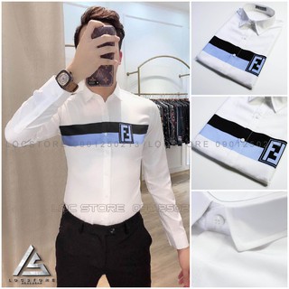 Áo Sơ Mi Nam In Sọc FF Dài Tay Form Chuẩn, Vải Cotton Lụa, Thoáng Mát, Chống Nhăn