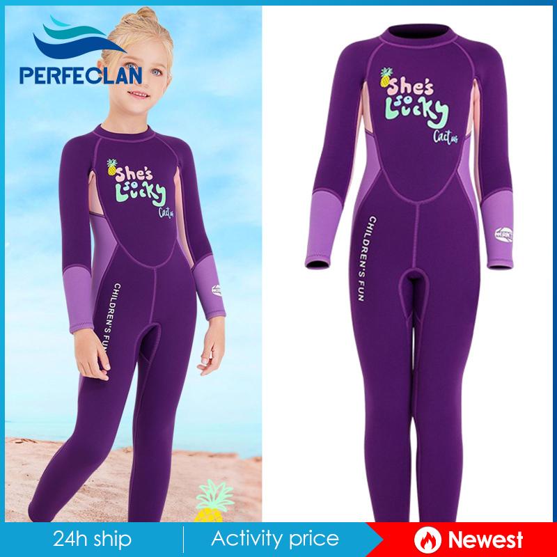 Bộ Đồ Lặn Một Mảnh Tay Dài Dày 2.5MM Cho Bé Gái