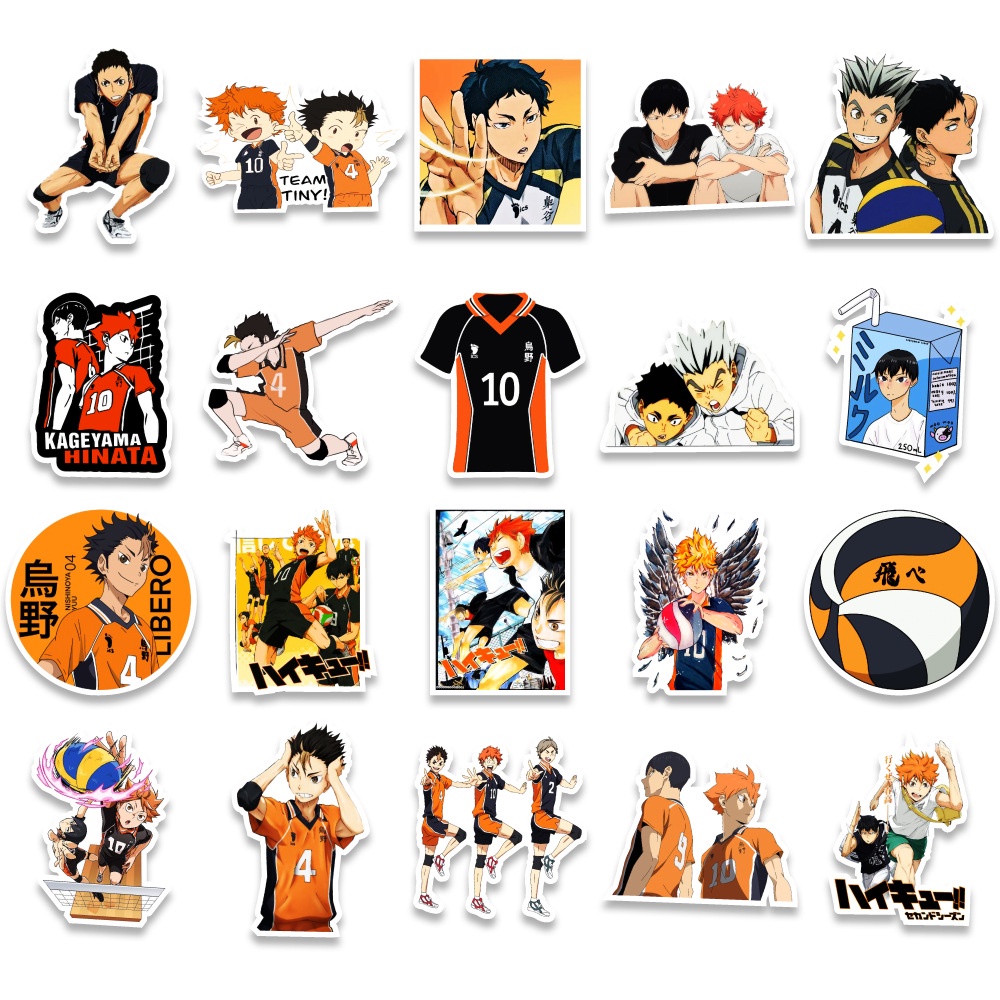 50 sticker cute chống nước dán mũ nón bảo hiểm MẪU BÓNG CHUYỀN THIẾU NIÊN , vali 50 hình dán graffiti máy tính xách tay