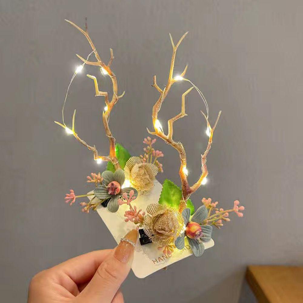 MXGOODS Kẹp Tóc Hình Sừng Tuần Lộc / Cành Cây / Hoa Thời Trang Cho Nữ