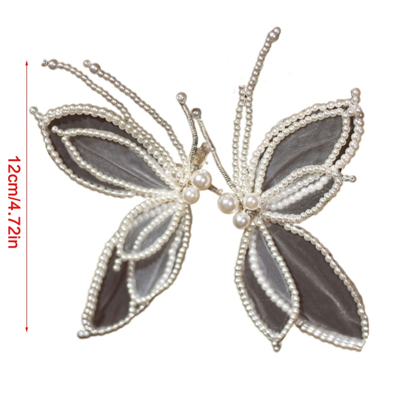 Kẹp Tóc Hình Cánh Bướm Đính Ngọc Trai Cho Chị Em Gái