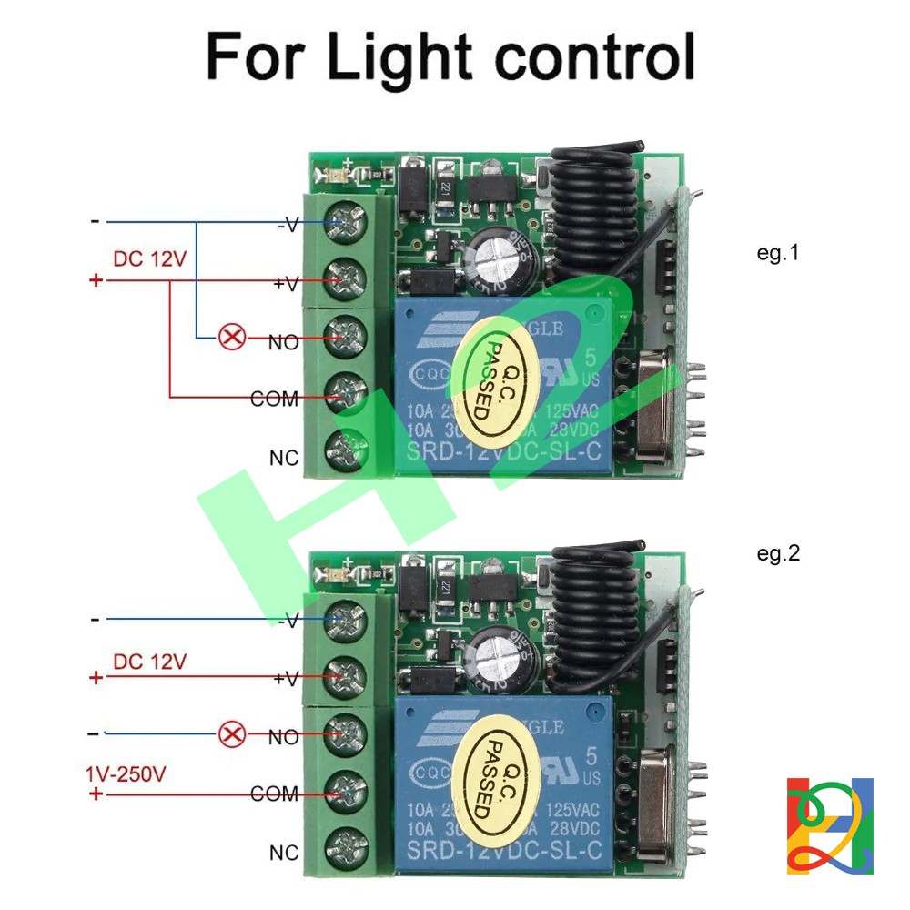 Công tắc điều khiển từ xa RF433 1 kênh DC12V/10A Remote 50m-100m màu đen