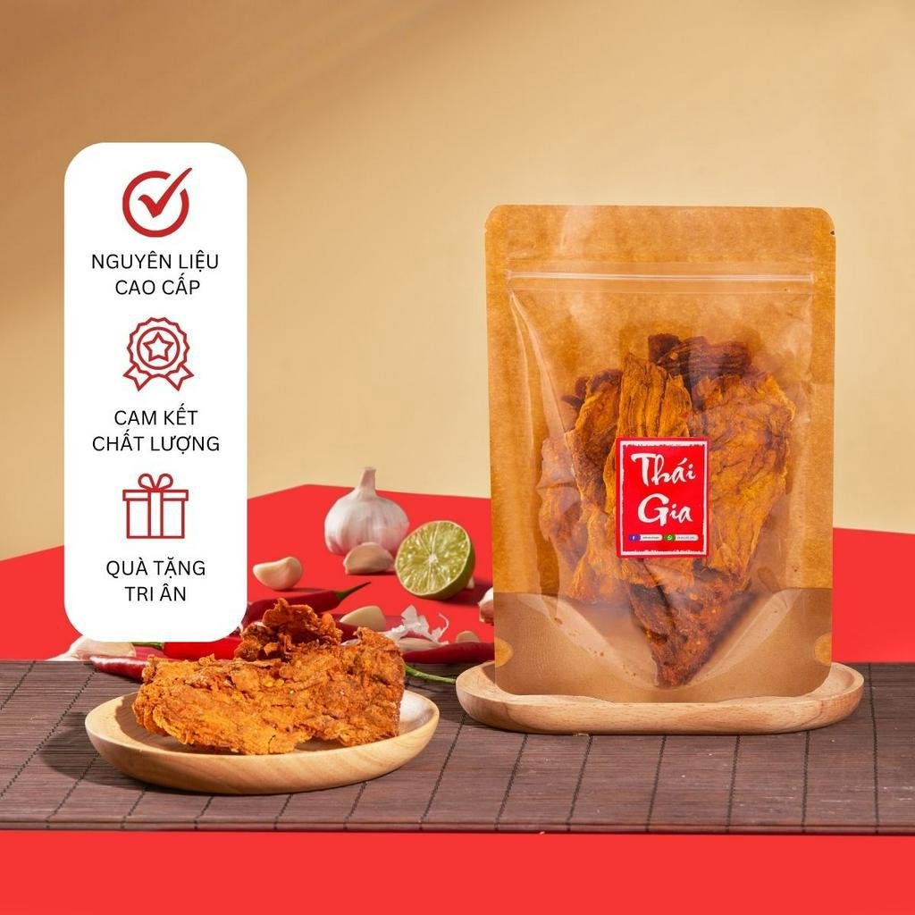 Khô bò miếng giòn nhỏ ăn liền THÁI GIA đậm vị , giòn rụm, chất lượng cao cấp từ thịt bò tươi đặc biệt thơm ngon 500g