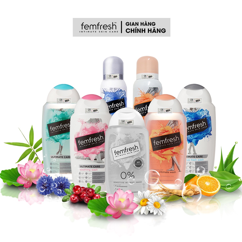 Dung Dịch Vệ Sinh Phụ Nữ Femfresh,Sạch Thơm Suốt Ngày Dài Femfresh 250ml Anh Quốc