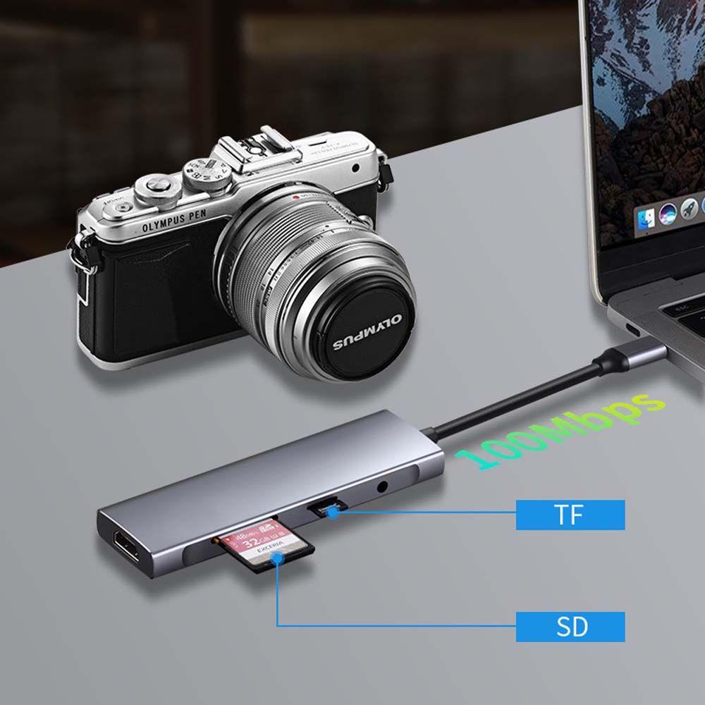 Hub Chuyển Đổi USB C Sang HDMI PD 9 Trong 1 Bằng Hợp Kim Nhôm Cho Máy Tính
