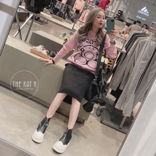 SÉT ÁO NỈ HỒNG KÈM CHÂN VÁY LEN TĂM