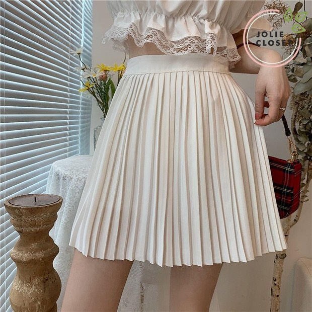 Chân váy xếp ly nhỏ, chân váy tennis dáng ngắn phong cách Hàn Quốc có quần lót trong, màu đen, trắng