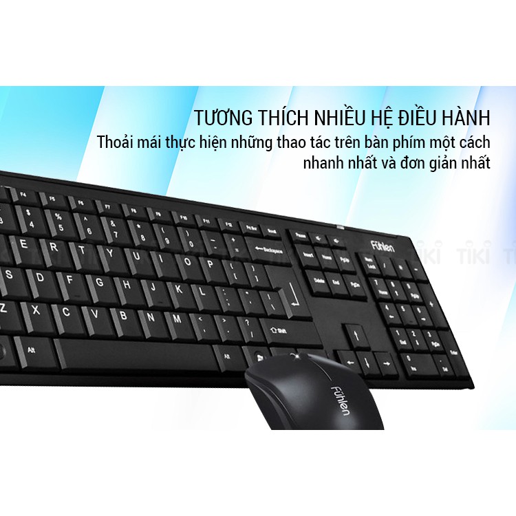 Bộ bàn phím và chuột không dây Fuhlen A120G , phím bấm êm tay , Độ nhạy cực cao , kết nối ổn định