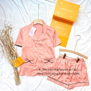Bộ pijama đùi lụa gấm tim cao cấp Nohk