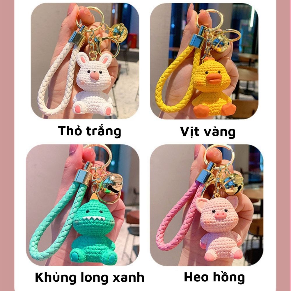 Móc khóa hoạt hình thú cưng dễ thương dây cao cấp móc cài mạ vàng sang chảnh