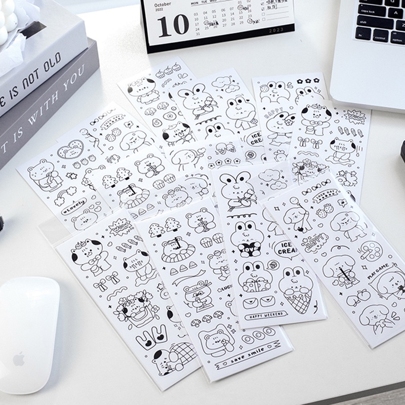 Bộ 2 Tấm Sticker Dán Trang Trí Hình Động Vật Dễ Thương