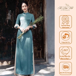Áo Dài Thiết kế Màu Xanh Chất Lụa Cao Cấp Không Nhăn, Không Xù, Áo Dài Việt Chuẩn Phom Cam kết Chất Lượng