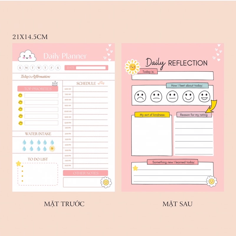 Daily planner - Sổ ghi chú kê hoạch theo ngày size 21x14,5cm