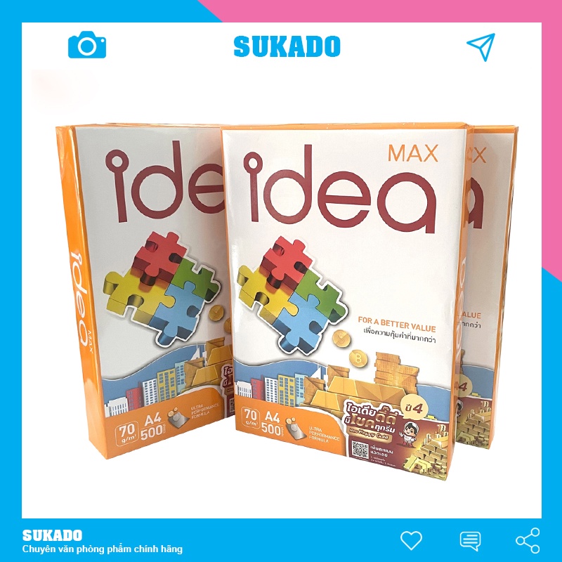 Giấy A4 Idea 80gsm 500 tờ [Thùng 5gram] SUKADO